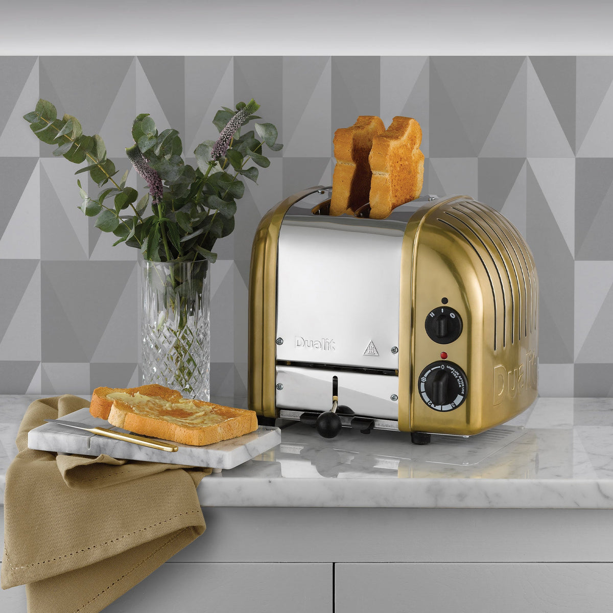 Dualit Toaster Paket 3, 2er Toaster mit zwei Sandwichzangen und Brötchenaufsatz