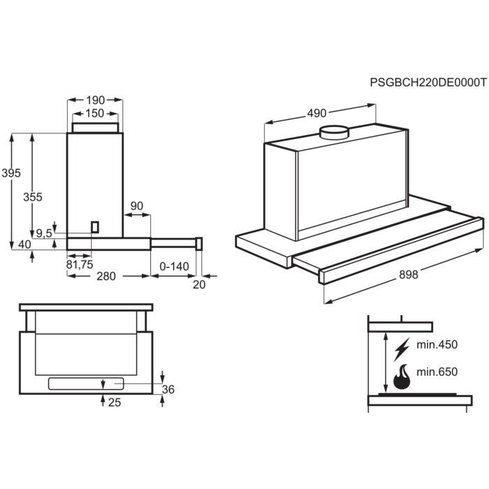 Einbau-Abzugshaube, 90 cm breit, NDFH9067S
