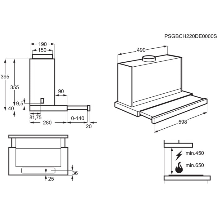 Einbau-Abzugshaube, 60 cm breit, NDFH6067S
