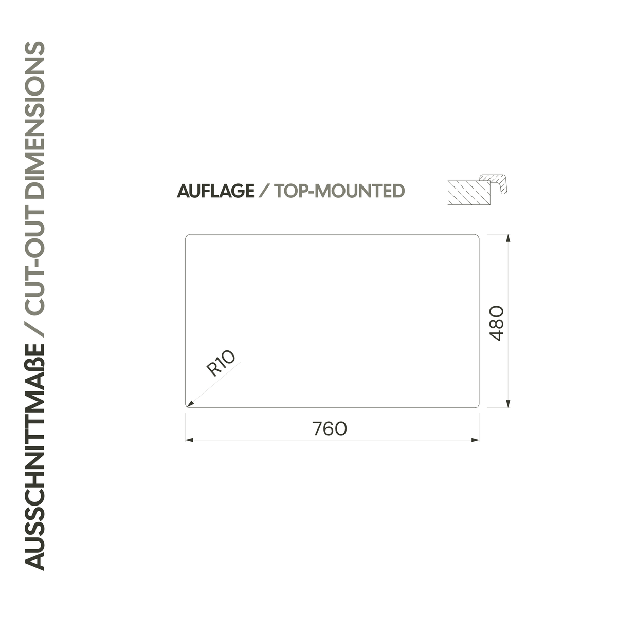 Granitspüle 60 cm, mit Abtropffläche, NOL-GBS7860