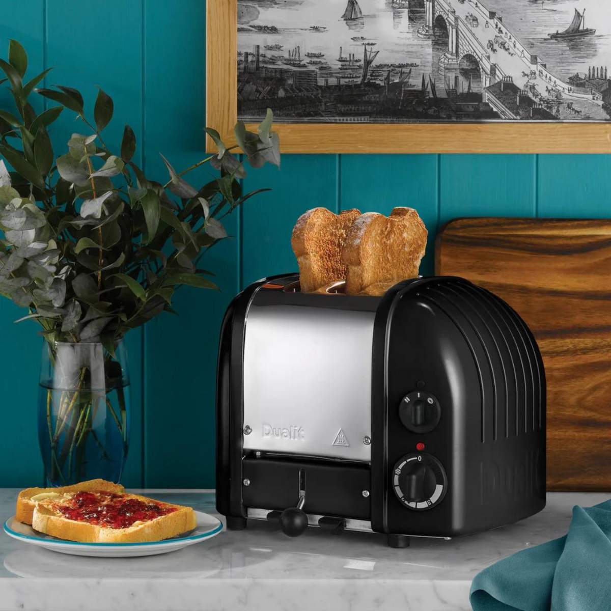 Dualit Toaster Paket 3, 2er Toaster mit zwei Sandwichzangen und Brötchenaufsatz