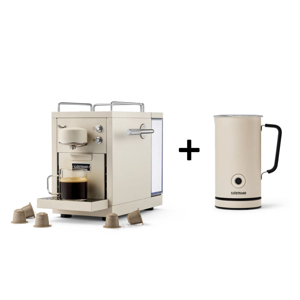Sjöstrand Set Kapsel-Kaffeemaschine + Milchaufschäumer