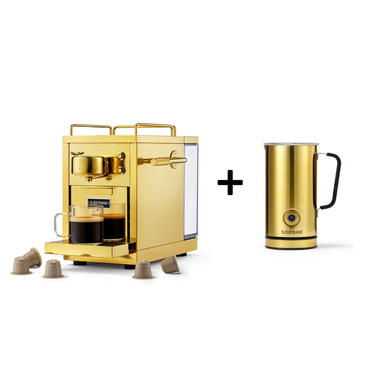 Sjöstrand Set Kapsel-Kaffeemaschine + Milchaufschäumer