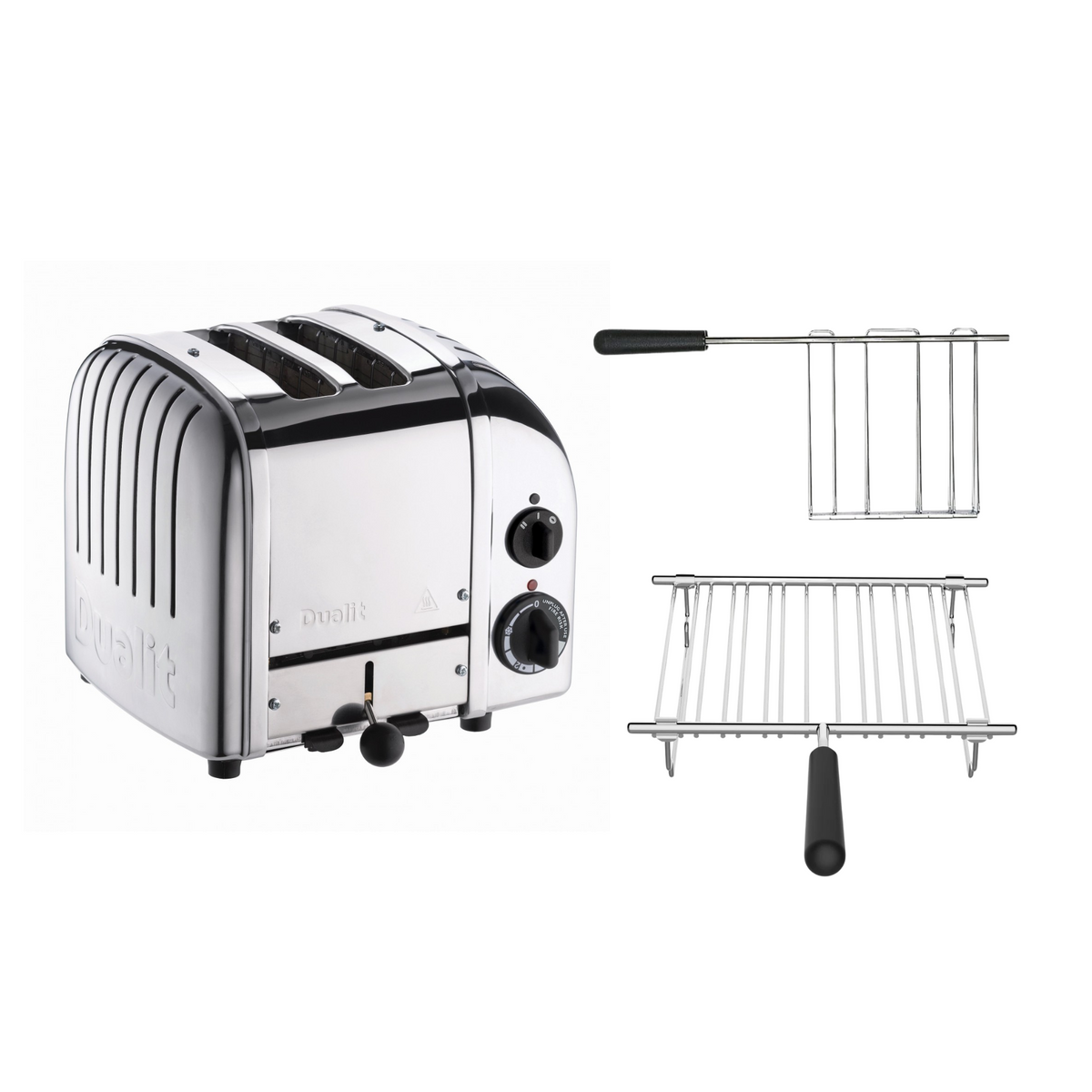 Dualit Toaster Paket 2, 2er Toaster mit Sandwichzange und Brötchenaufsatz