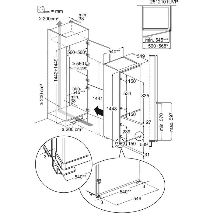 Einbau-Kühl-Gefrierkombination, EEK E, 145 cm hoch, NKG145E17S