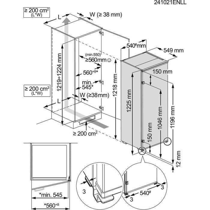 Einbau-Kühlschrank mit Gefrierfach, EEK E, 123 cm hoch, NKF123E07S