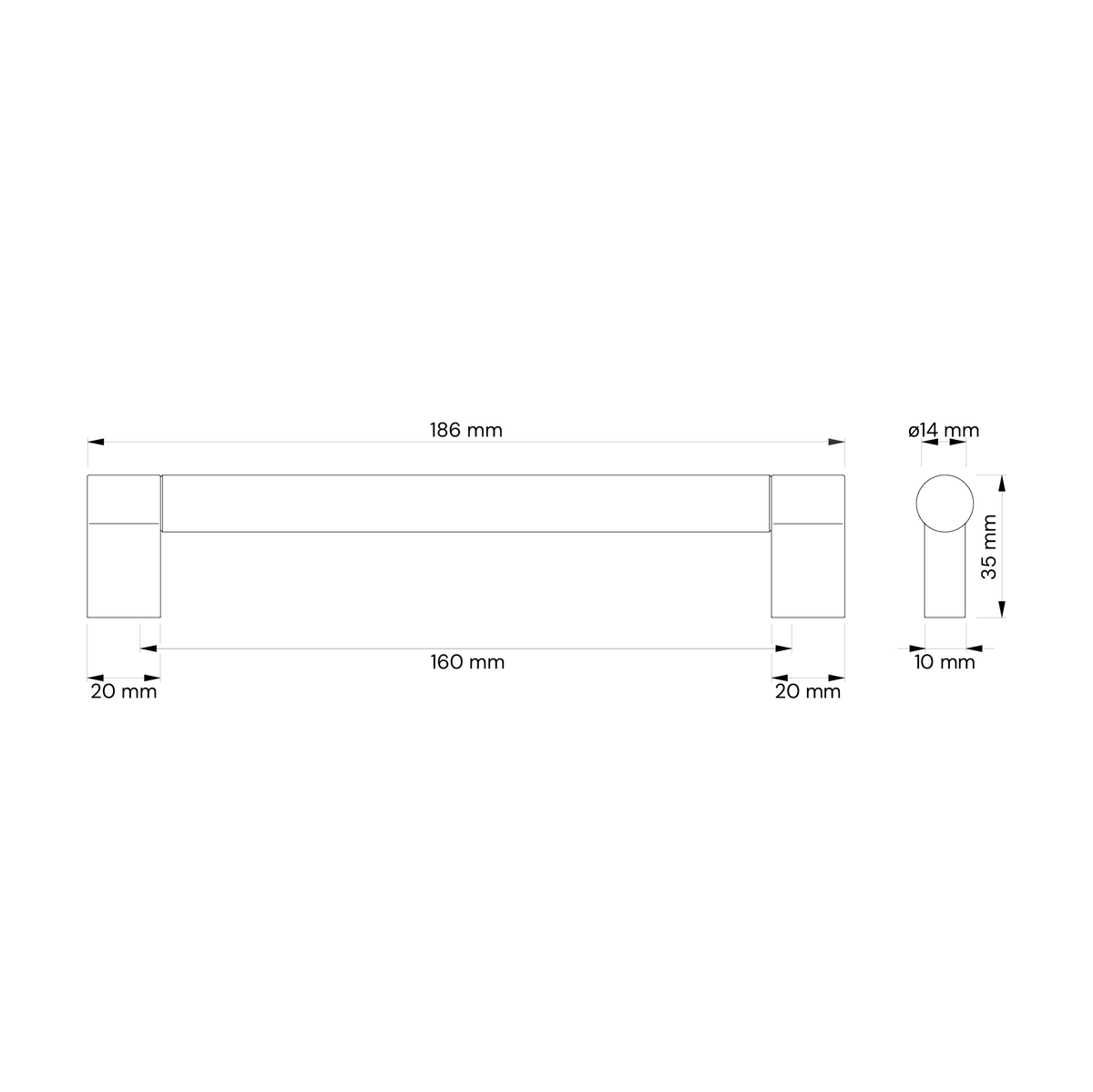 4er Set Stangengriff mit Diamantstruktur mit 160 mm Bohrabstand