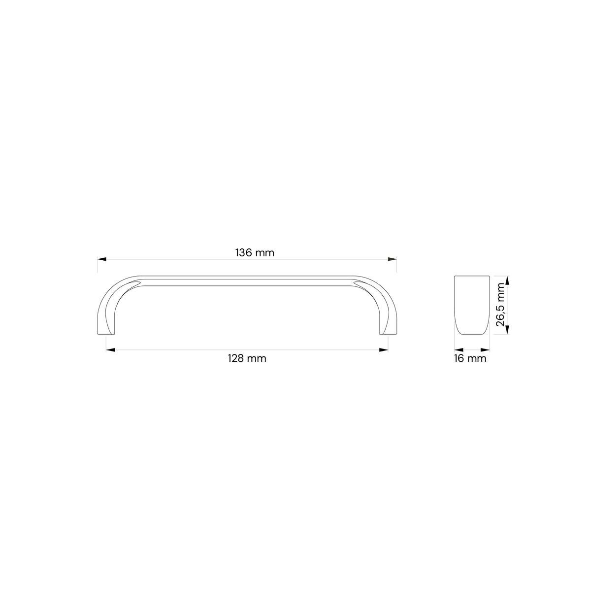4er Set Stangengriff mit 128 mm Bohrabstand