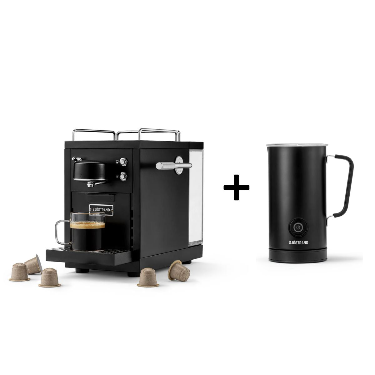 Sjöstrand Set Kapsel-Kaffeemaschine + Milchaufschäumer
