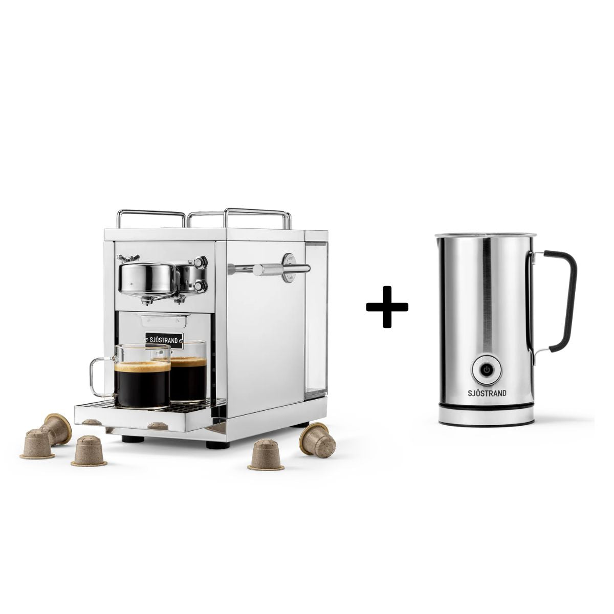 Sjöstrand Set Kapsel-Kaffeemaschine + Milchaufschäumer